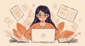 Illustration of a girl managing her life, applications, schedule and studies.