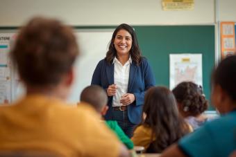 Teacher at the front of the classroom