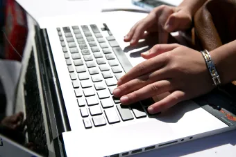 typing on a computer
