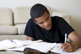 Photo of a male student studying