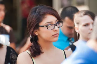 High School student waits for award ceremony to begin