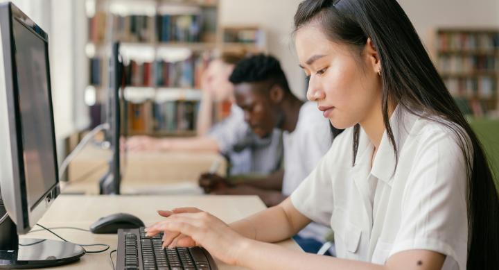 Students taking tests online